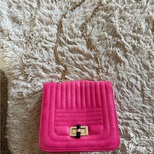 Pink Quilted Chain Shoulder Bag